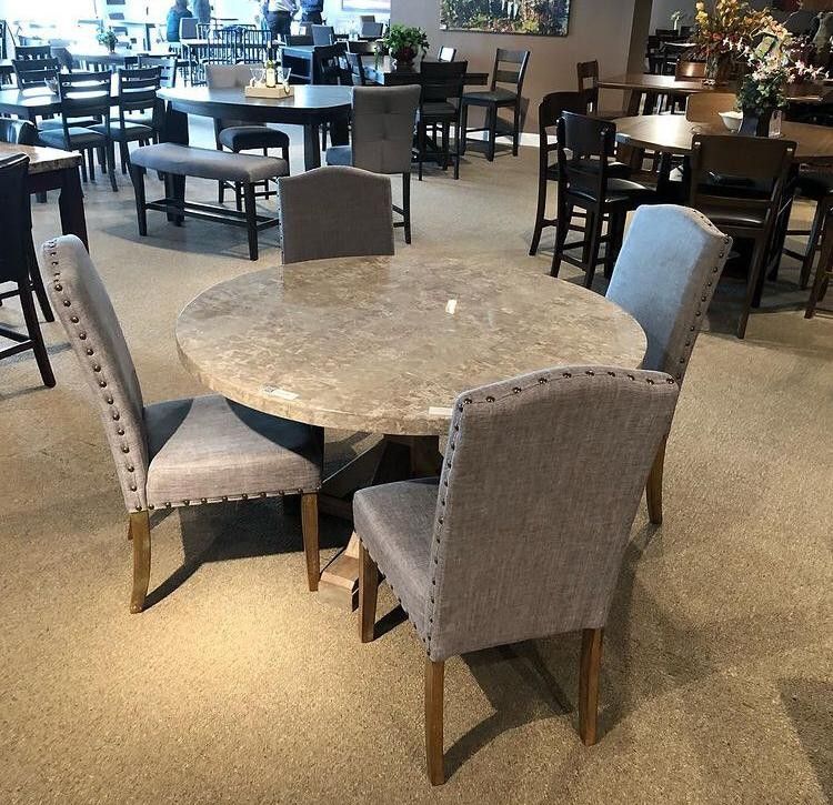 Vesper Brown/Gray Marble Round Dining Room