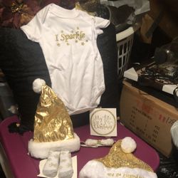 Baby’s First Christmas Outfit in Gold
