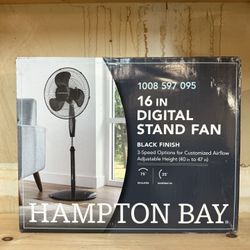 Hampton Bay 16 in. 3 Speed Digital Oscillating Standing Fan with Adjustable Height