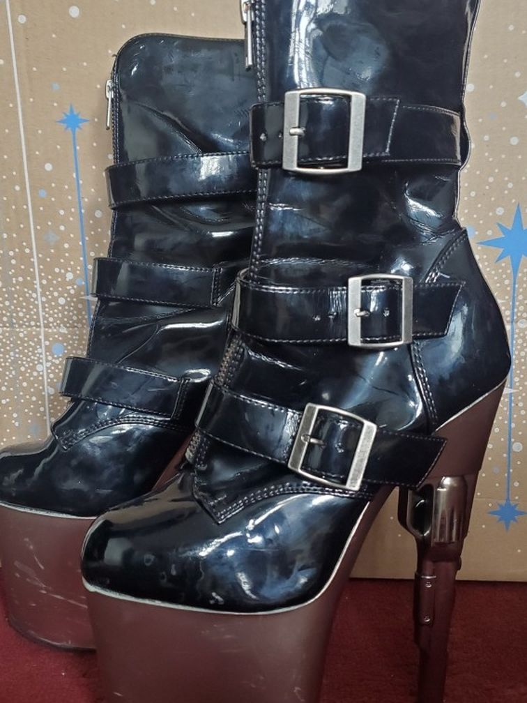 Pleasers Gun Heel Boots Size 7