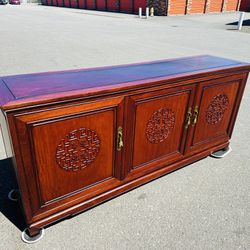 Beautiful Vintage Chinese Solid Rosewood Sideboard Credenza Cabinet W/ Drawers