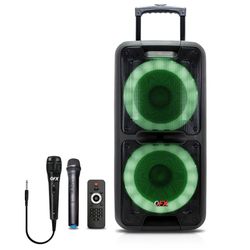 QFX DUAL 12 “, Bluetooth,  Rechargeable Speaker with LED Party Lights and two Microphones 🎶🎶