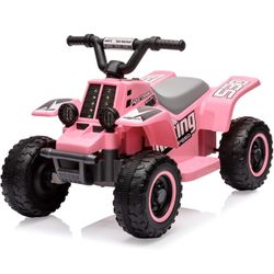 6V Kids Ride On Electric ATV, Ride Car with LED Headlights, Ride-On Toy for Age 3+ with Music, Forward & Reverse (Pink)