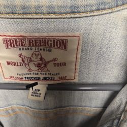 True Religion Distressed Trucker Jean Jacket Size S