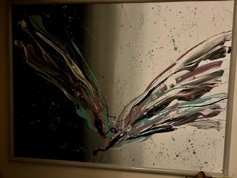Large 47 inch by 37 Inch Framed Original  Textured Canvas Painting