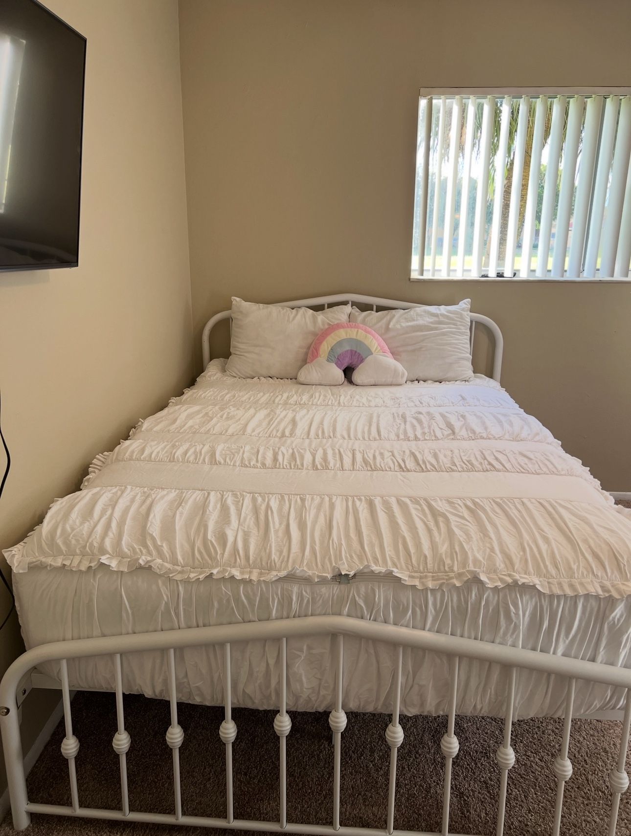 White Queen Metal Bed Frame