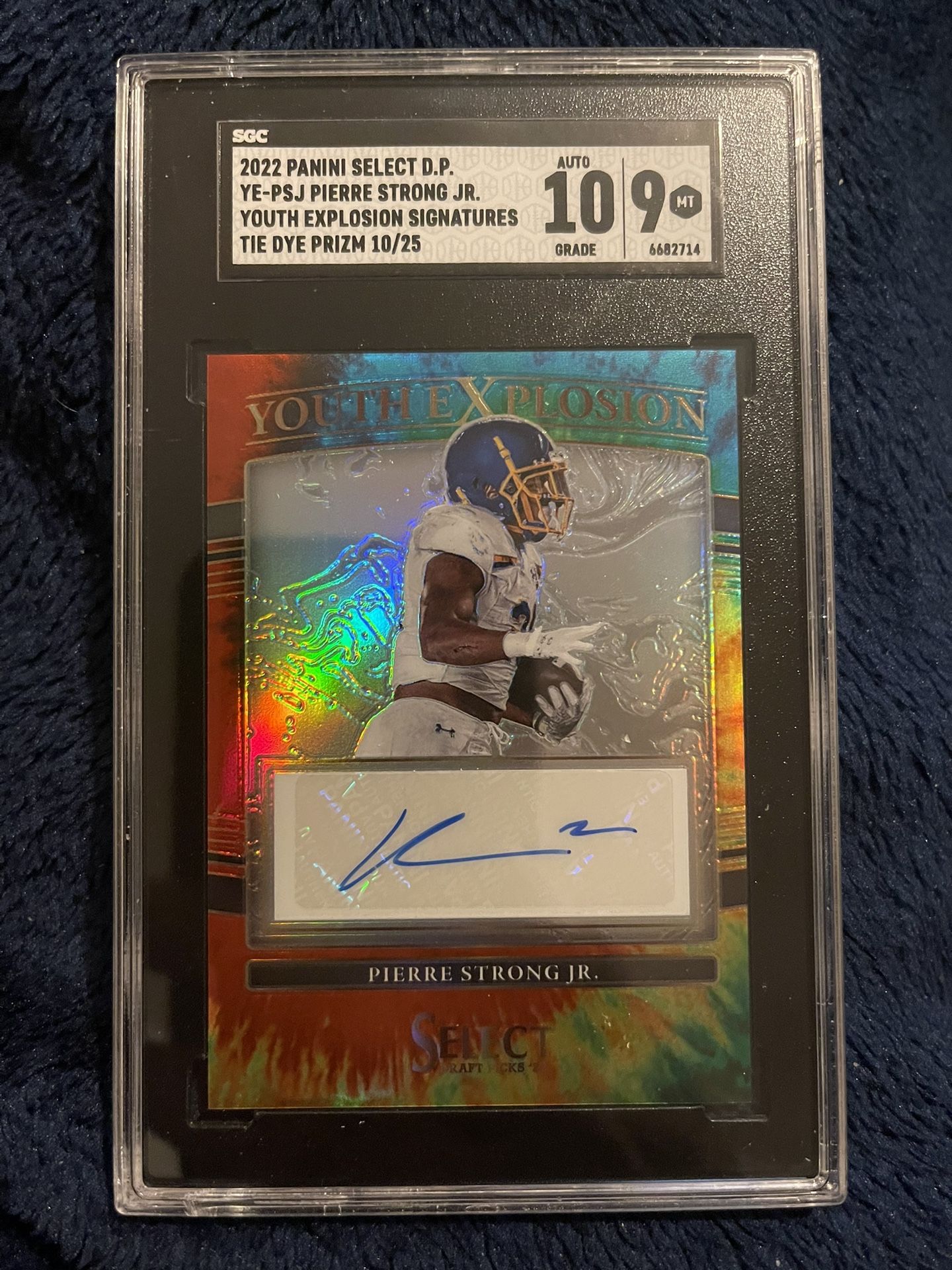 2022 Select Draft Pierre Strong Jr Youth Explosion Tie Dye Prizm Auto /25 YE~PSJ