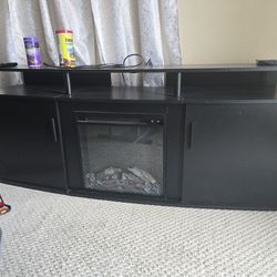 TV Consule with Fire Place and Storage Cabinet