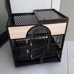 New In Box 35x25x33 Inch Tall Heavy Duty Steel Metal Dog Cage Crate Kennel With Locking Wheels Top Opens Light Grey 