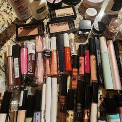 Various used and new makeup