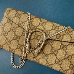 Gucci Brown GG Supreme Dionysus Chain Wallet