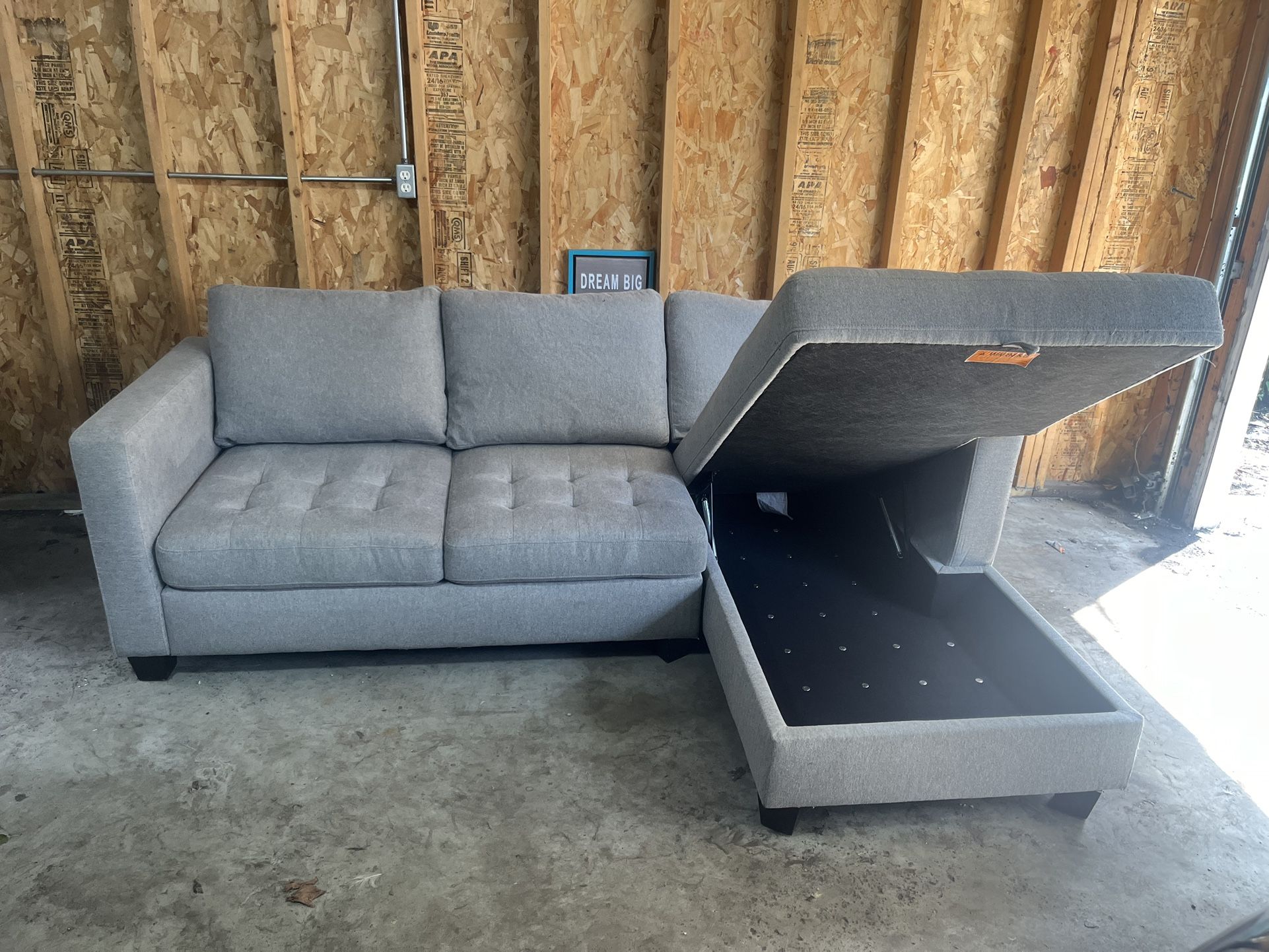 FREE DELIVERY World Market Gray Left Facing Trudeau Sectional Sofa with Storage for Sale in Chicago IL OfferUp