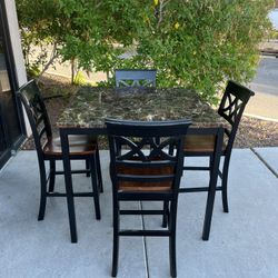 Faux Marble 5 Piece High Top Dining Set ( Can Deliver For $10 )