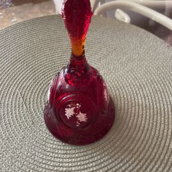 Hand Painted Ruby Red Bell Fenton