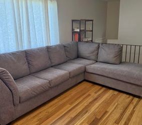 Modern Grey L-Shaped Sectional Sofa – Great Condition – 120" x 90"