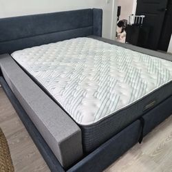 King Storage Bed + Queen Extra Firm Mattress + Custom Side Panels
