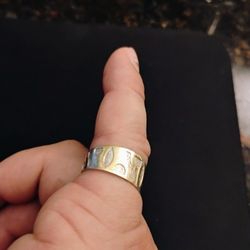 Vintage 18k Gold and Palladium Petroglyph Symboled Men's Ring  S9.5