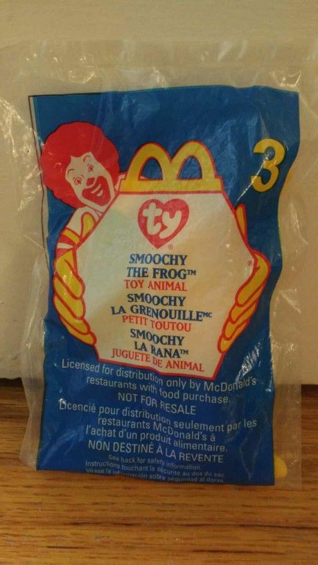 Mcdonald's Ty Teenie Beanie Baby Smoochy The Frog #3 McDonalds Happy Meal Toy 1999 Sealed. Message me anytime if interested will send more pictures or