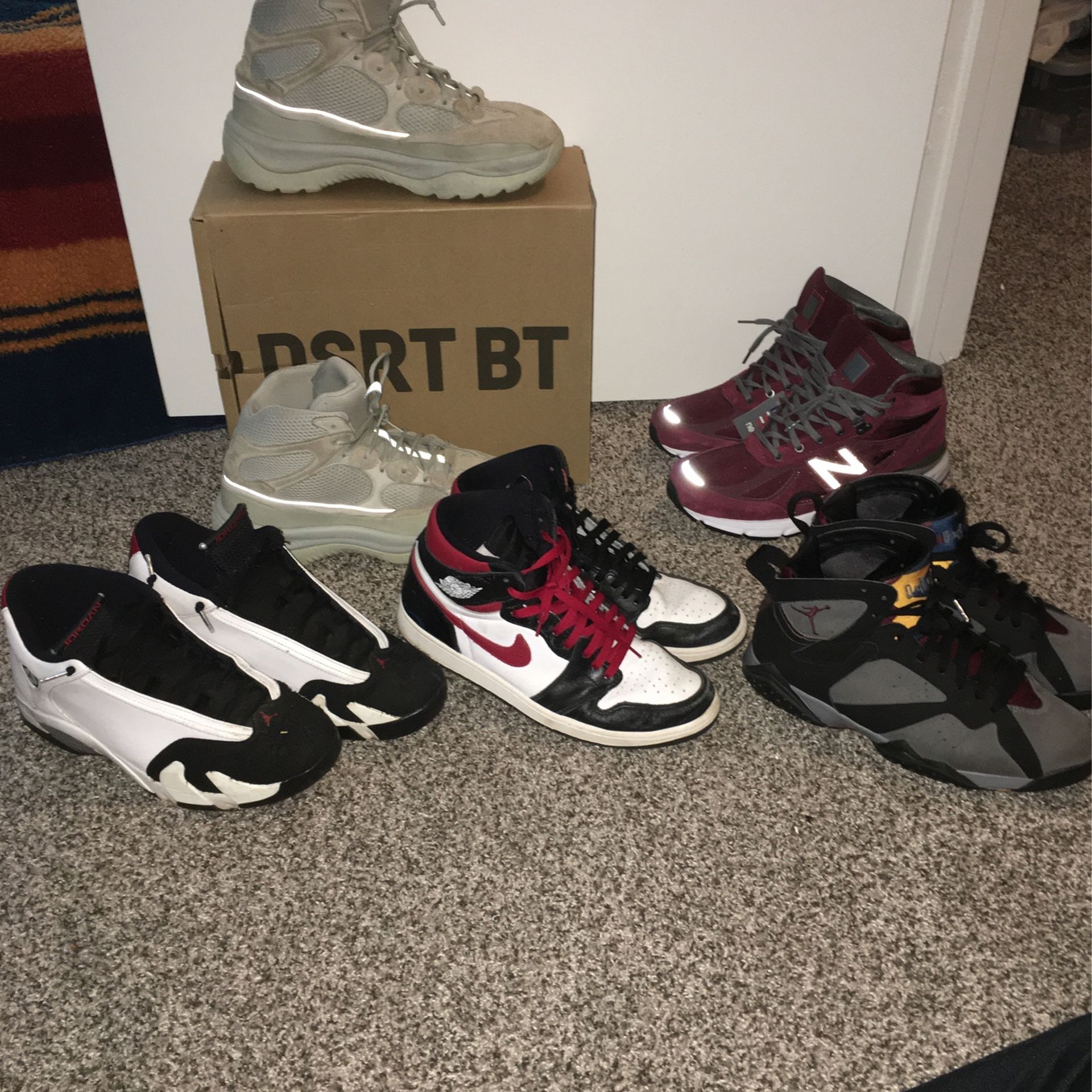 Jordan 14 Black Toe Jordan 1 Gym Red Jordan 7 Bordeaux