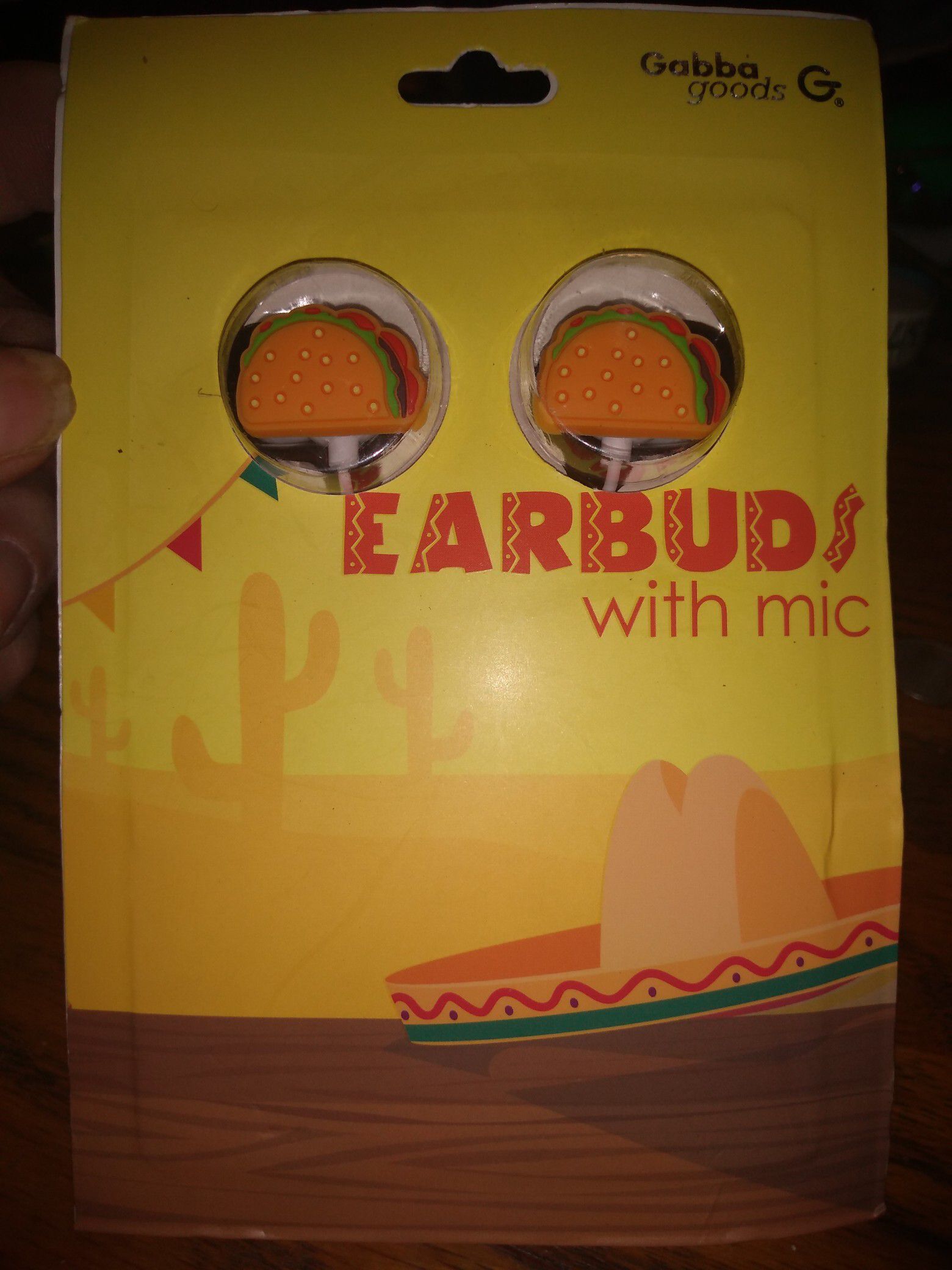 Taco shaped earbuds with mic by Gabba Goods