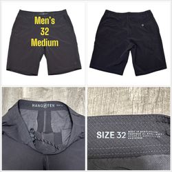 Men's Hang Ten 32 Medium Khakis Chino Black Shorts Hybrid Casual Stretch Golf