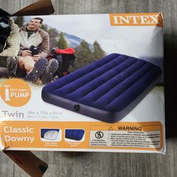 Intex Twin Classic Downey Blue Air Mattress 39" X 79" X 8"