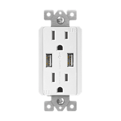 ENERLITES - Dual Type-A USB Charger with 15A Duplex Tamper-Resistant Receptacles