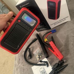 Tire Inflator Portable Air Compressor,4000A Car Battery Jump Starter,5X Faster Air Pump For Car Tire with Digital Tire Pressure Gauge&LED Light&Auto S