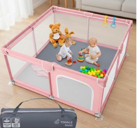 Brand NEW Todale Baby Play Yard - 70 x 59 in, Grey - Extra Large Mesh Playpen for Babies & Toddlers - Tear-Resistant Oxford Fabric & Suction Cup Feet 