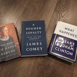 3 Books , Ruth Bader Ginsburg,  James Comey, Hillary Clinton, Great Condition