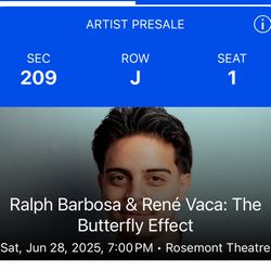 Ralph Barbosa And Rene vaca Tickets $150 Each
