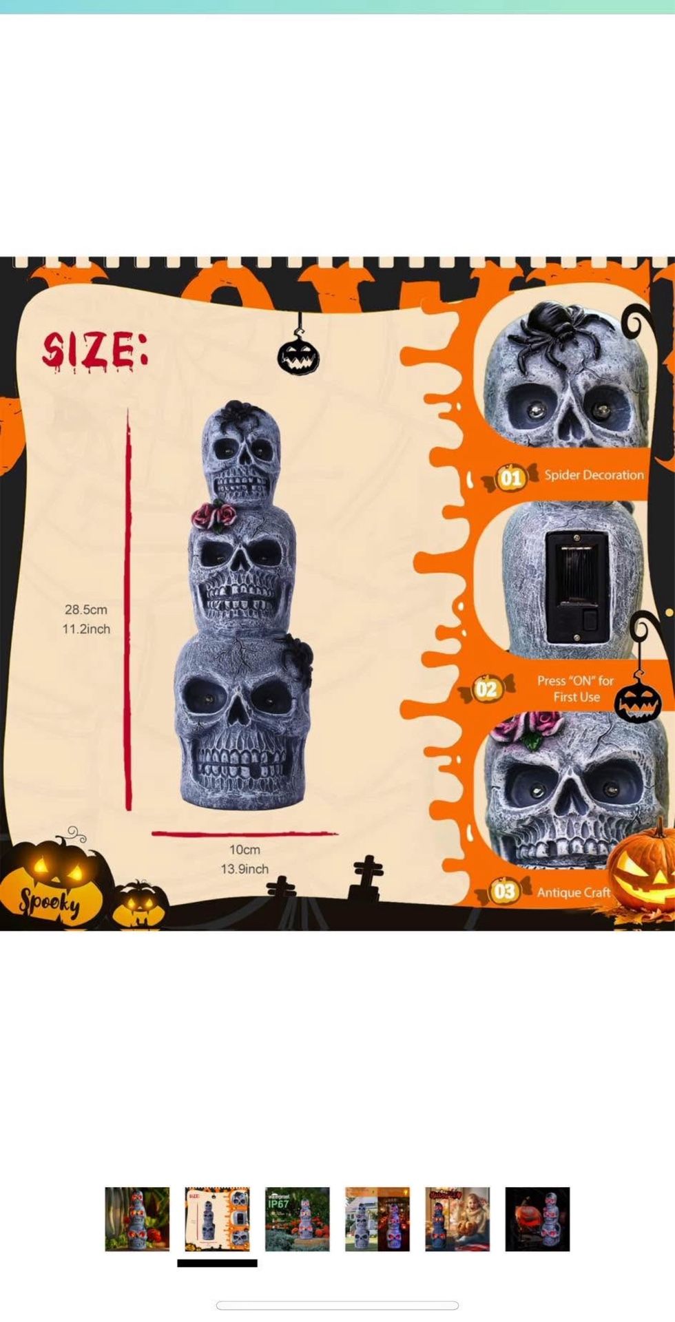 HALLOWEEN Stacked Skulls Solar Lanterns (set of 2)