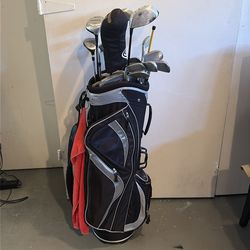 Golf clubs and bag