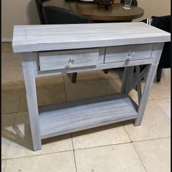 Console Table Gray With Two Drawers