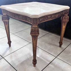 Antique Bronze & Marble End Table 24”x24”x22”H