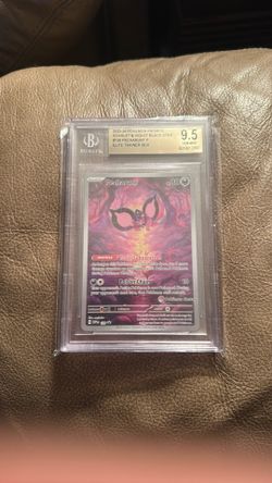 Pecharunt Promo #129 “Shrouded Fable Black Star Promo” Pokémon Center stamped version in a Beckett 9.5 Gem Mint slab.