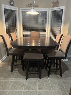 High Table With 5 Chairs And A Bench