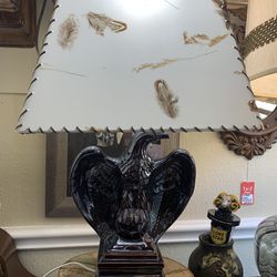 14x23 Black Eagle Mid Century Lamp.  145.00.  Johanna at Antiques and More. Located at 316b Main Street Buda. Antiques vintage retro furniture collect