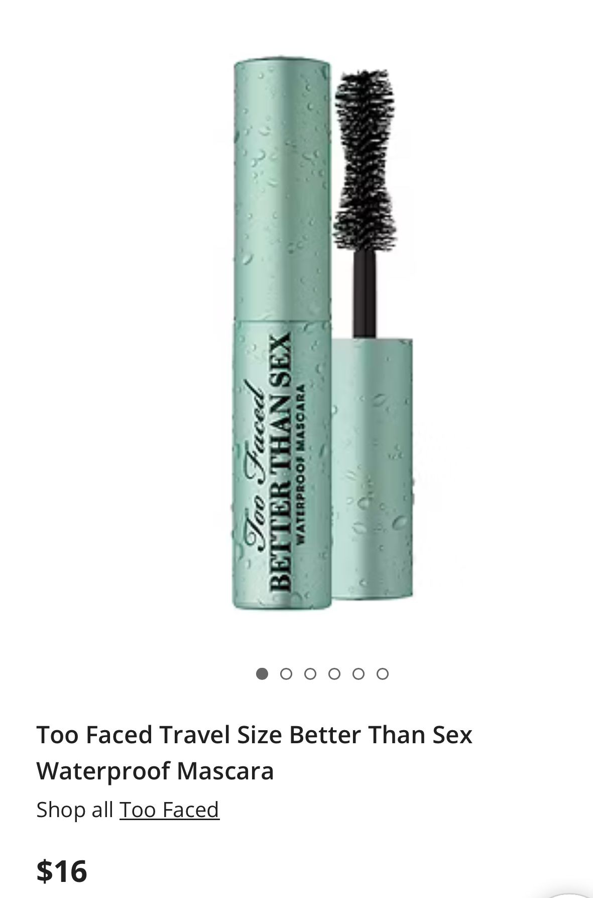 TRAVEL SIZE Too Faced Travel Size Better Than Sex Waterproof Mascara NEW FOR SALE