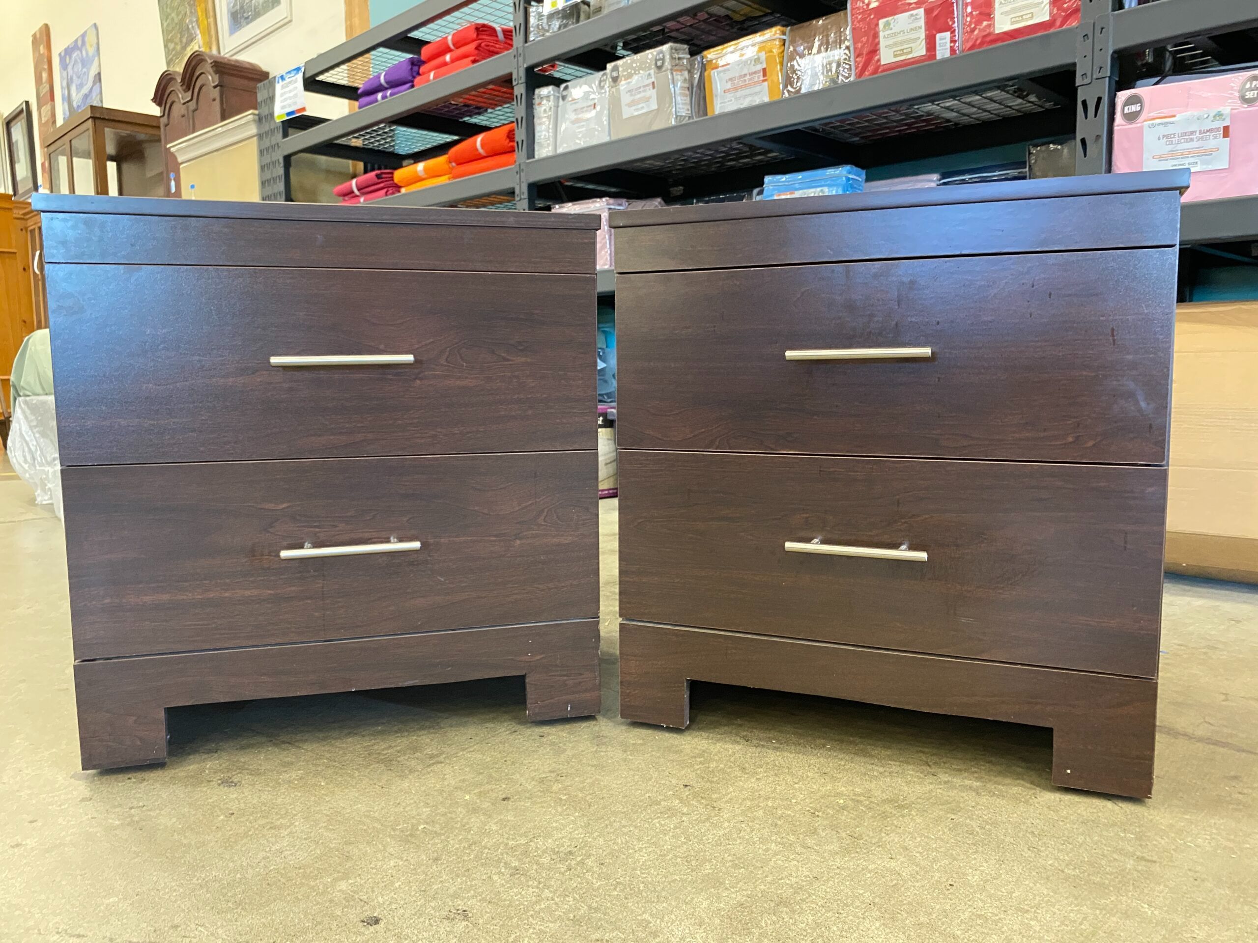 DICKSON Dark Walnut 2 Drawer Nightstand with Flush Front (Set of 2)