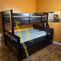 Bunk Bed Twin - Full Mattress Included.     🔥   Litera  Twin - Full Colchones Incluidos 
