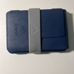 Card Holder color blue leather and metal