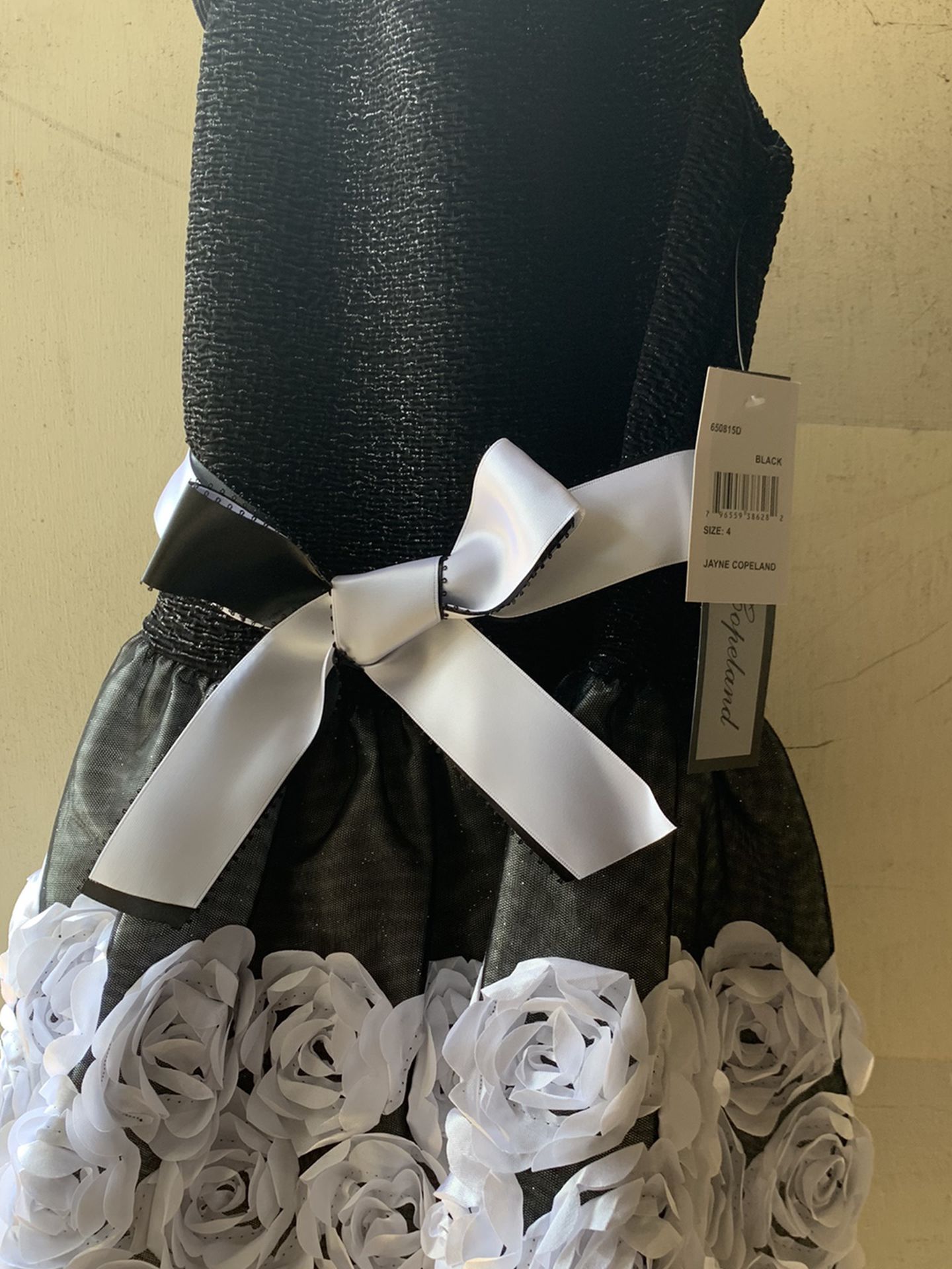 Black Dress With White Flowers For Girls