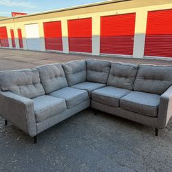Grey 2 Piece L Shape Sectional Sofa