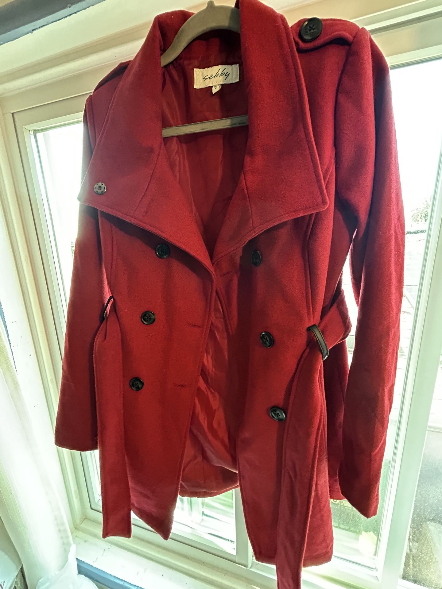 Red Double Breasted Trench Coat