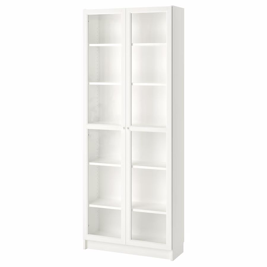 IKEA Billy Bookcase With Glass Doors And Extra Shelves
