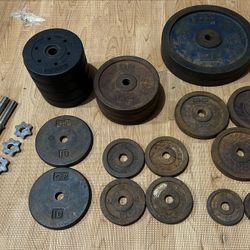 1in. Standard Steel Plates + Threaded Dumbbell Handles