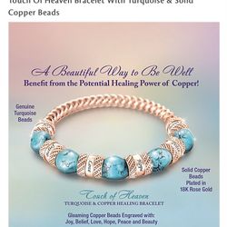 Touch Of Heaven Bracelet With Turquoise & Solid Copper Beads