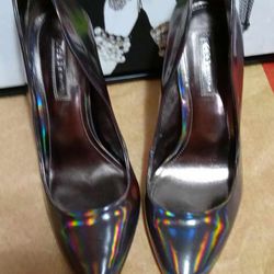 Ladies Matte Bronze Heels Shoes Size 8.5m