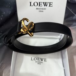 Loewe Leather Skinny Belt Black size 80